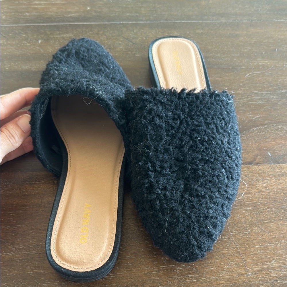 Old Navy Black Mules Cozy Slip-On Shoes